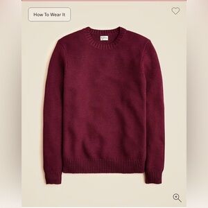 J. Crew Basket Stitch Cotton Crewneck Sweater in Vintage Burgundy Size M. NWT